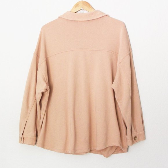 Nordstrom BP Oversize Cotton Blend SOFT Shirt Jacket Shacket M Tan Nougat Beige - Picture 7 of 16